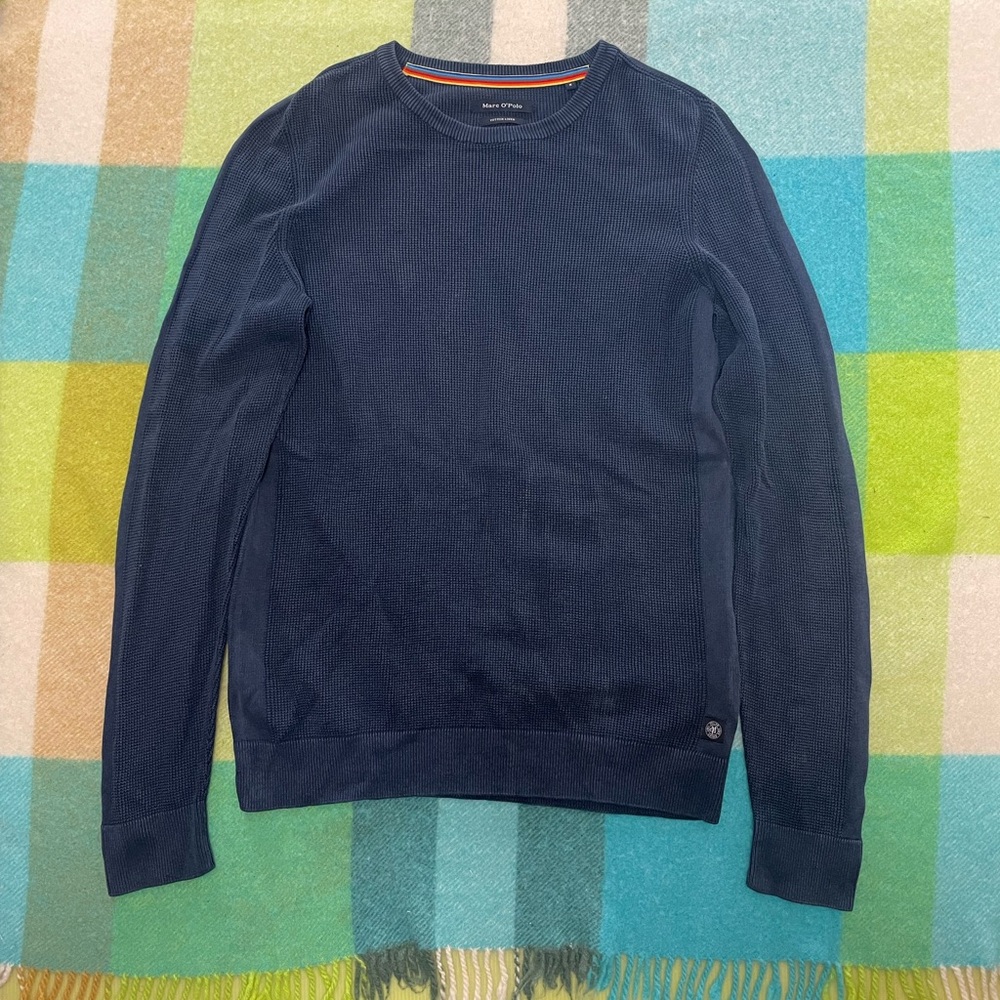Marc O’ Polo Navy Blue Cotton Linen Thermal Sweatshirt Shirt Men’s